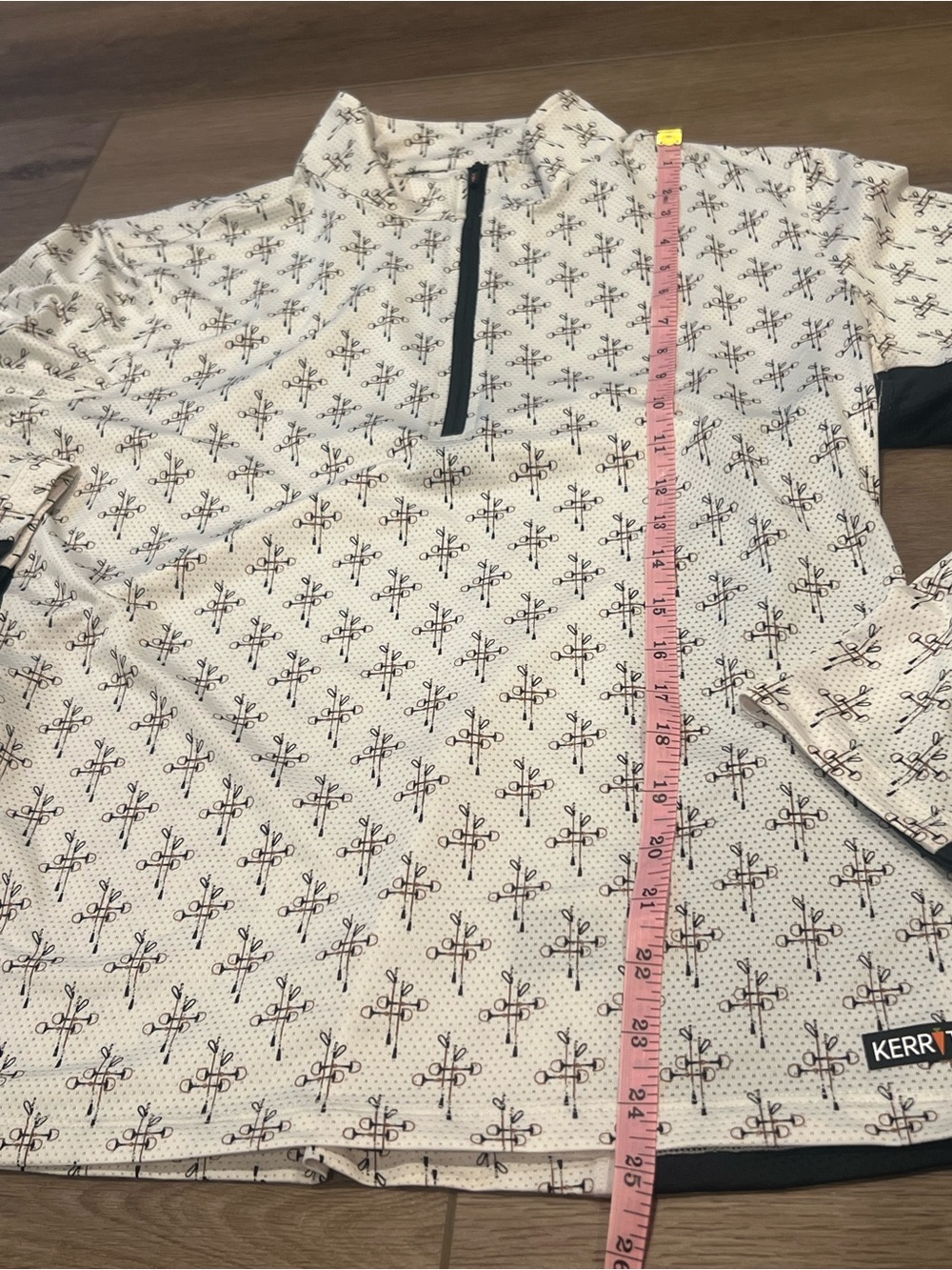 Kerrits White and Black Mesh Equestrian Top with Carrot Logo Size XL - Picture 5 of 14
